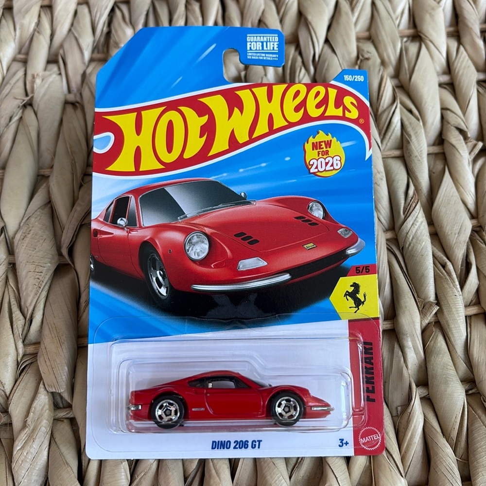 Hot Wheels Ferrari Dino 206 GT Red DieCast Italian Sport Car Hotwheels 2026 🆕